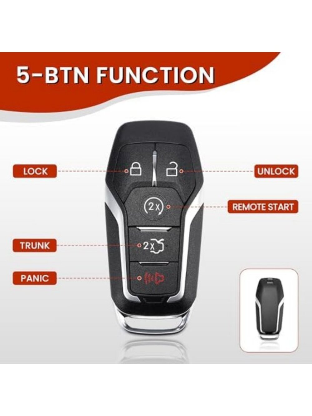 Keyless Entry Remote Key Fob, 4-Button, 902MHz, Easy Install, Universal Fit - Picture 4 of 7